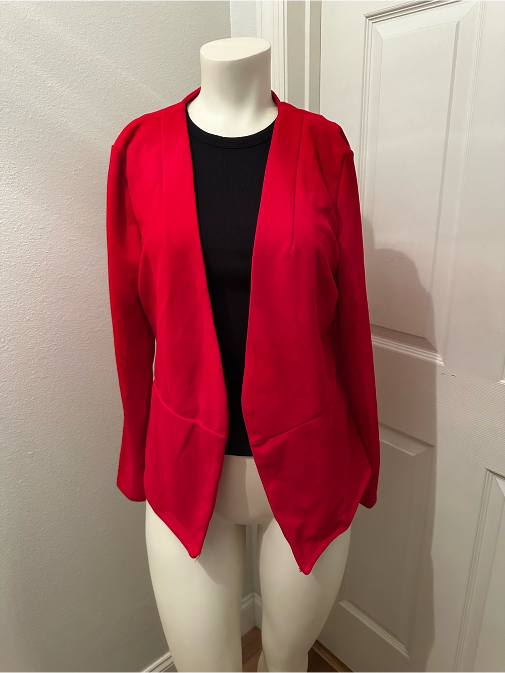 SHEIN Red Open-Front Draped Blazer small